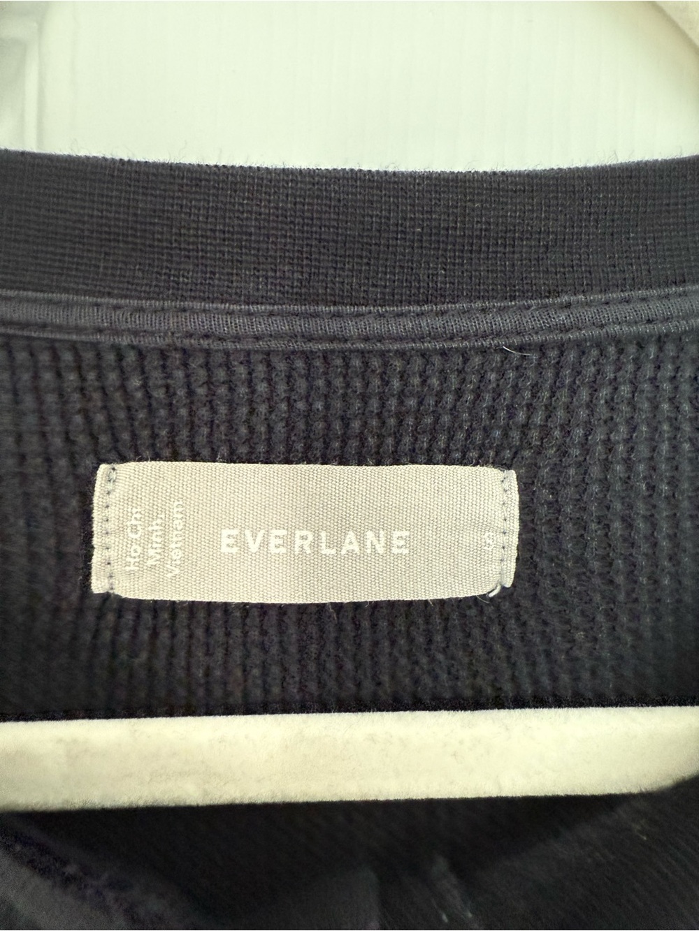 Everlane Black Waffle Knit Henley Cropped Long Sleeve- size S - Picture 3 of 4